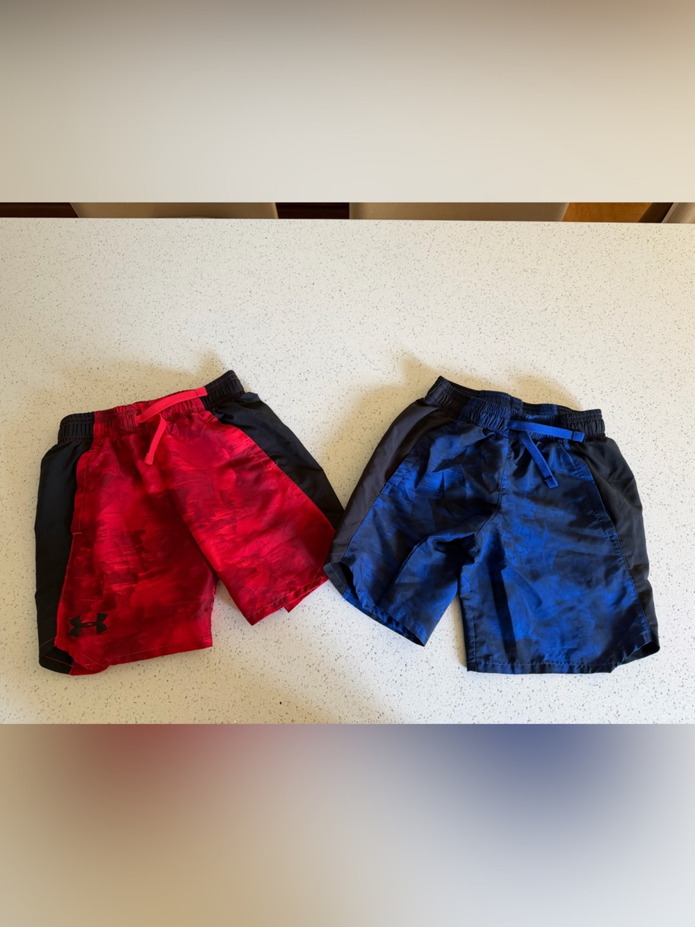 Under Armour Youth XS Red and Blue Athletic Shorts Set
